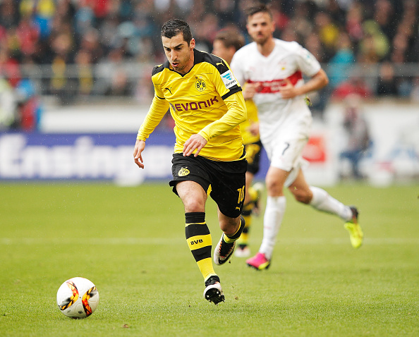 STUTTGART, GERMANY - APRIL 23: Henrikh Mkhitaryan of Borussia Dortmund of Borussia Dortmund controls the ball during the Bundesliga match between VfB Stuttgart and Borussia Dortmund at Mercedes-Benz Arena on April 23, 2016 in Stuttgart, Germany. (Photo by Adam Pretty/Bongarts/Getty Images)