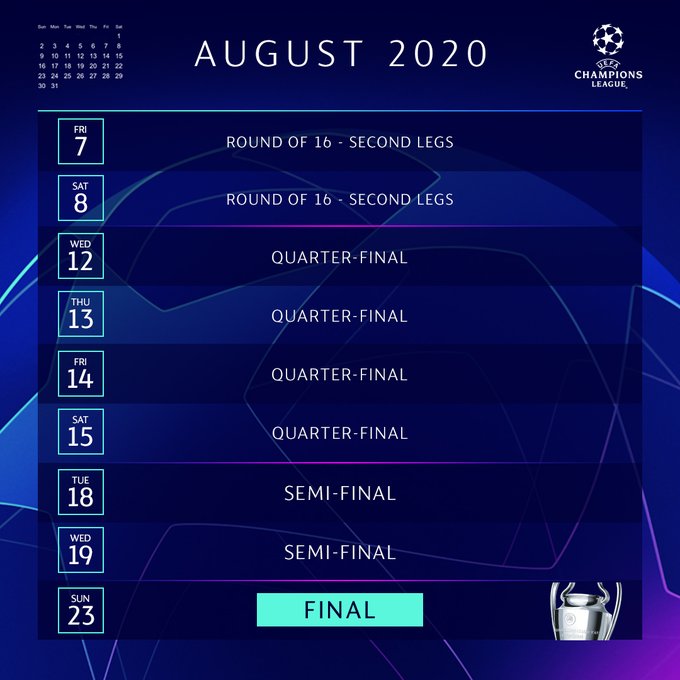 champions league 2020 fixtures