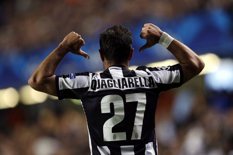 Fabio Quagliarella celebrates scoring at Stamford Bridge