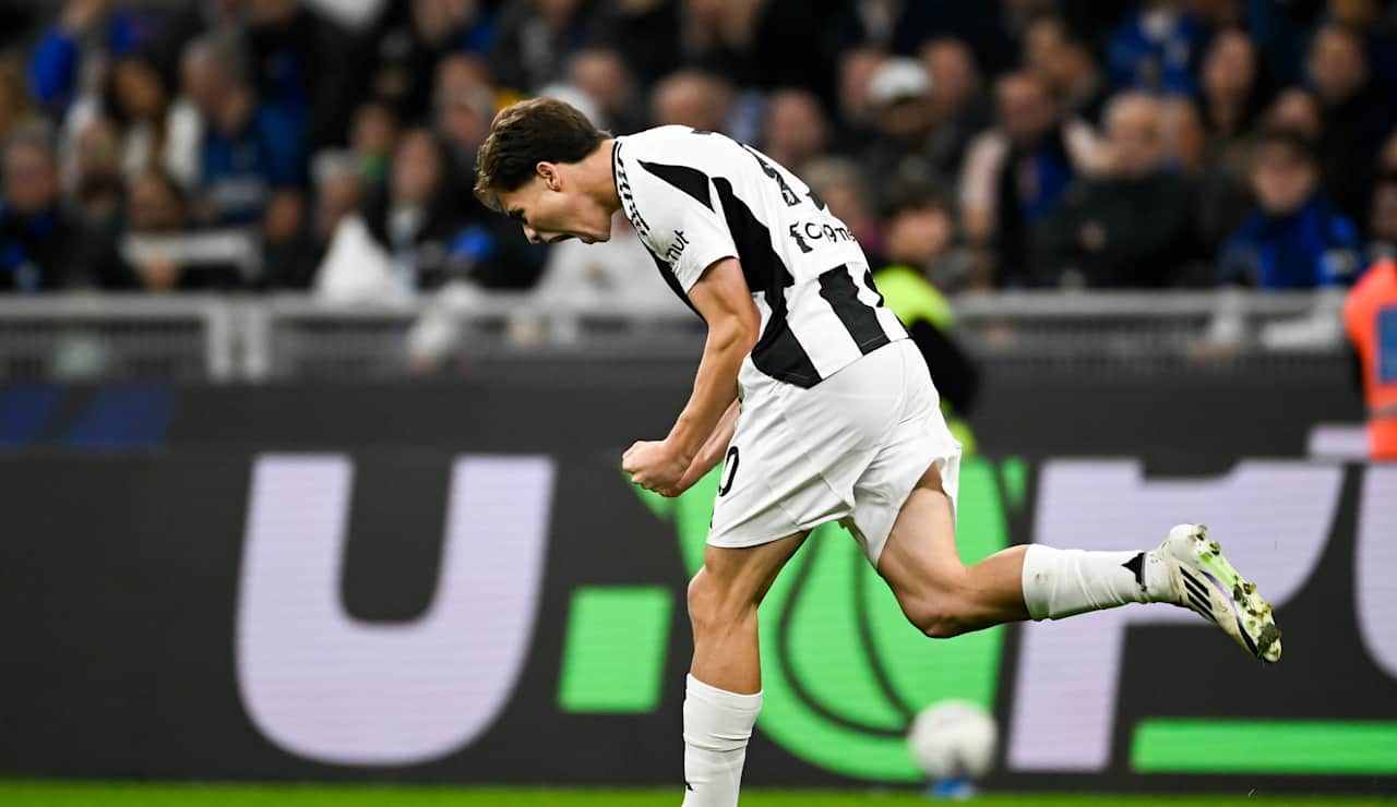 Yildiz celebrates scoring for Juventus against Inter