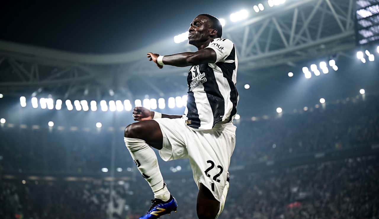 Tim Weah celebrates scoring for Juventus