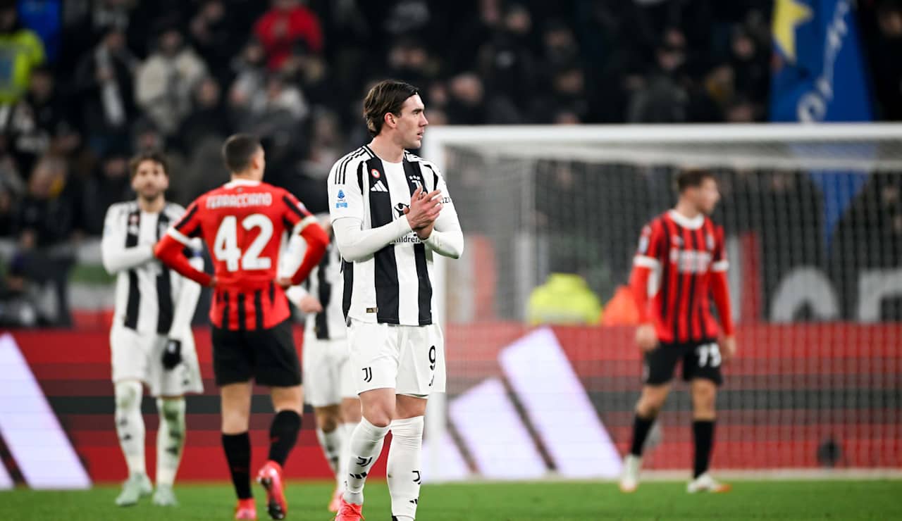 Dusan Vlahovic in Juventus V Milan clash