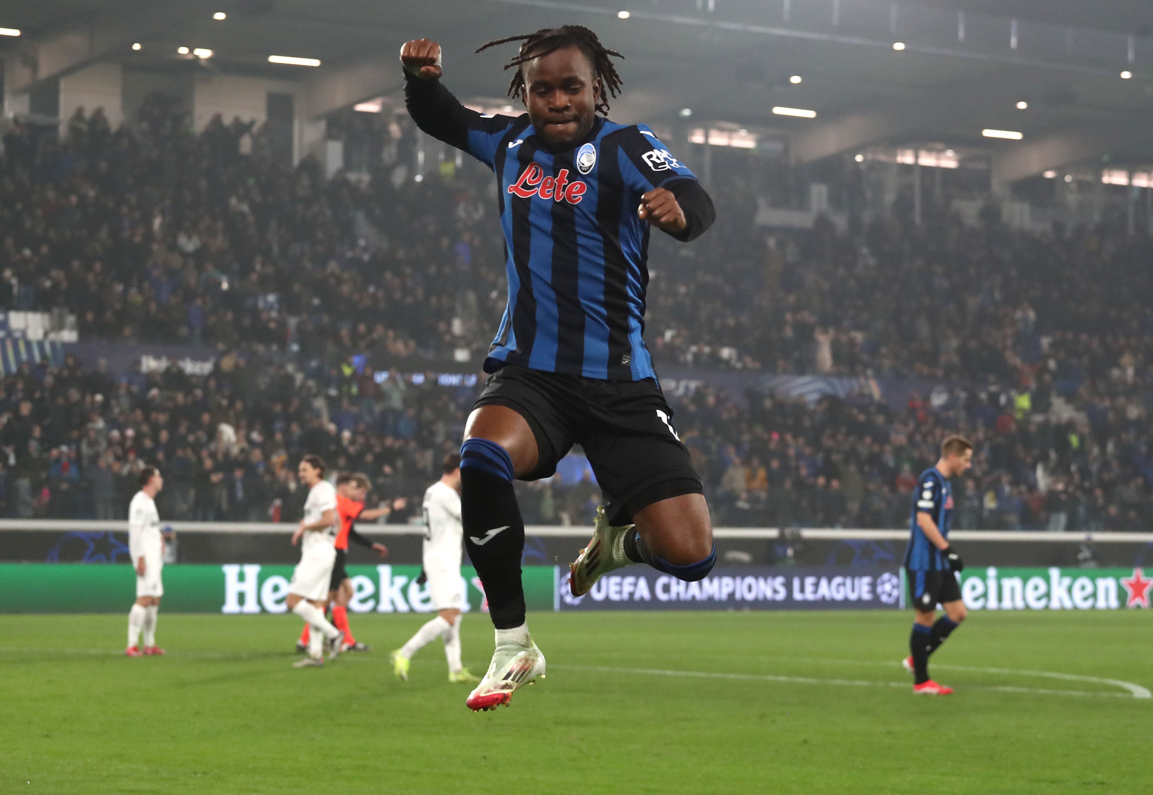 Ademola Lookman celebrates scoring for Atalanta