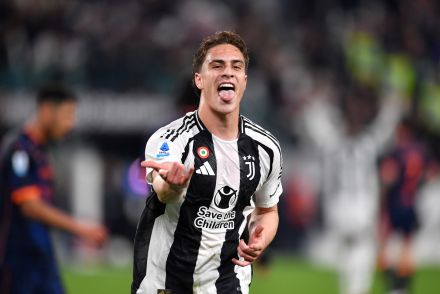 Kenan Yildiz celebrates scoring against Lecce