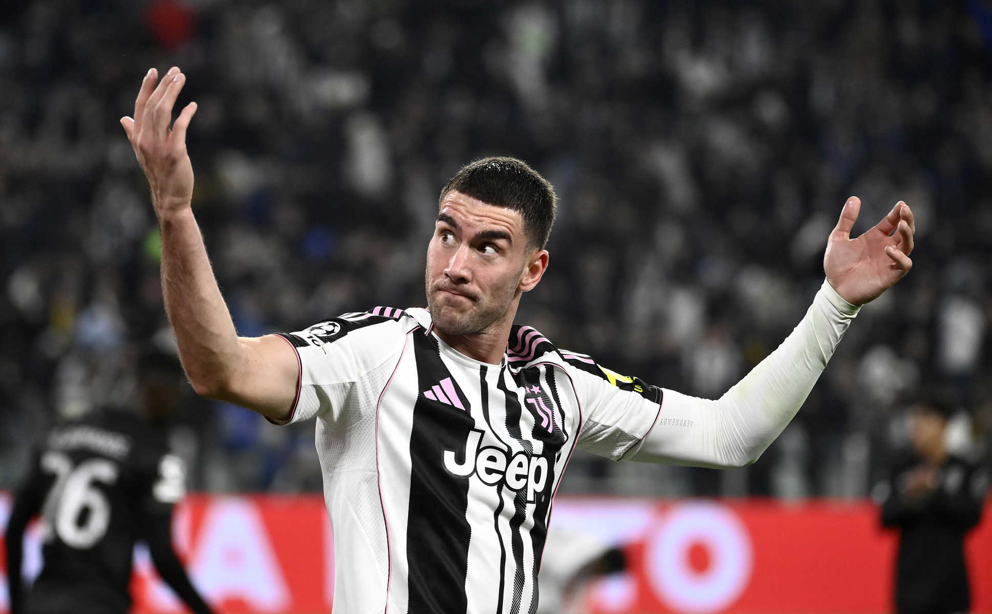 Dusan Vlahovic in action for Juventus