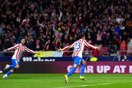 Nico Gonzalez celebrates after scoring for Atletico Madrid