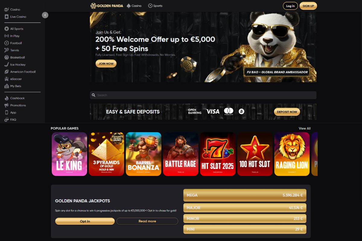 لقطة شاشة من موقع Golden Panda