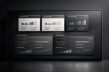 Sophisticated digital dashboard interface representing online platform comparison and ranking