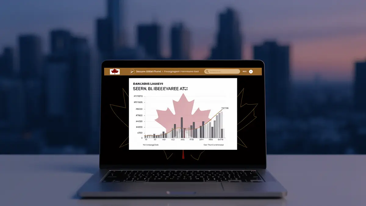 Secure online casino platform displayed on a laptop with professional interface design and Canadian elements