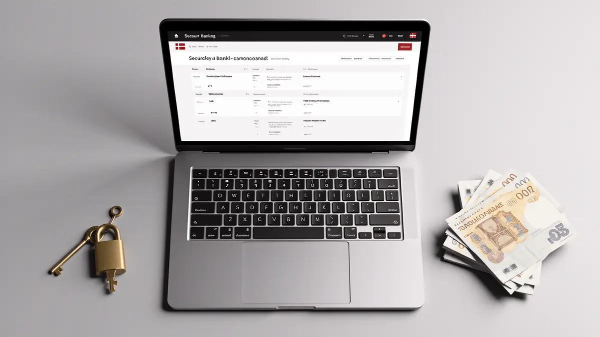 Secure online gaming interface with Danish banking symbols and trust elements