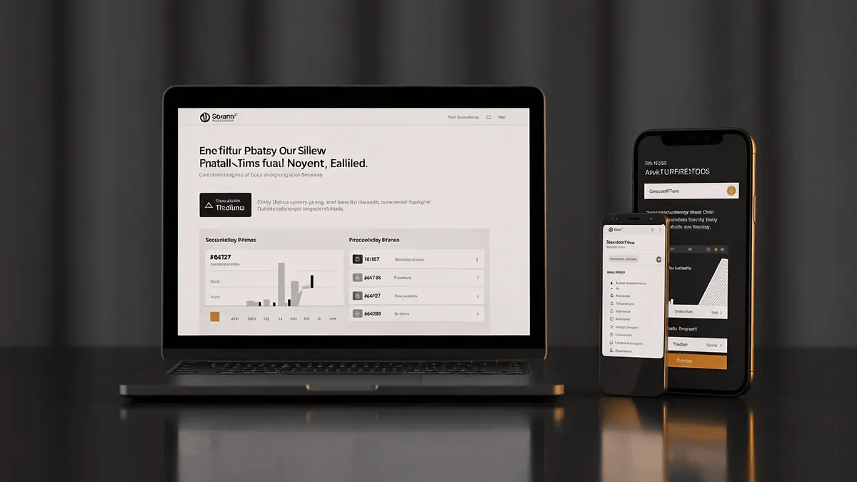 Modern devices displaying secure online platform interface for digital services