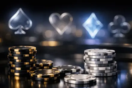 Luxury online casino interface with gaming chips and premium digital design elements
