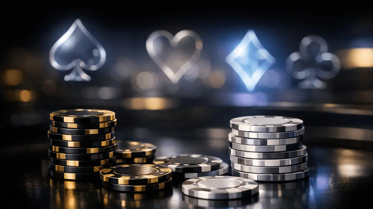 Luxury online casino interface with gaming chips and premium digital design elements
