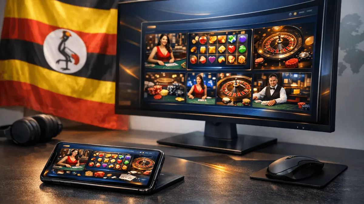 Modern online casino gaming platform interface displayed on mobile and desktop devices