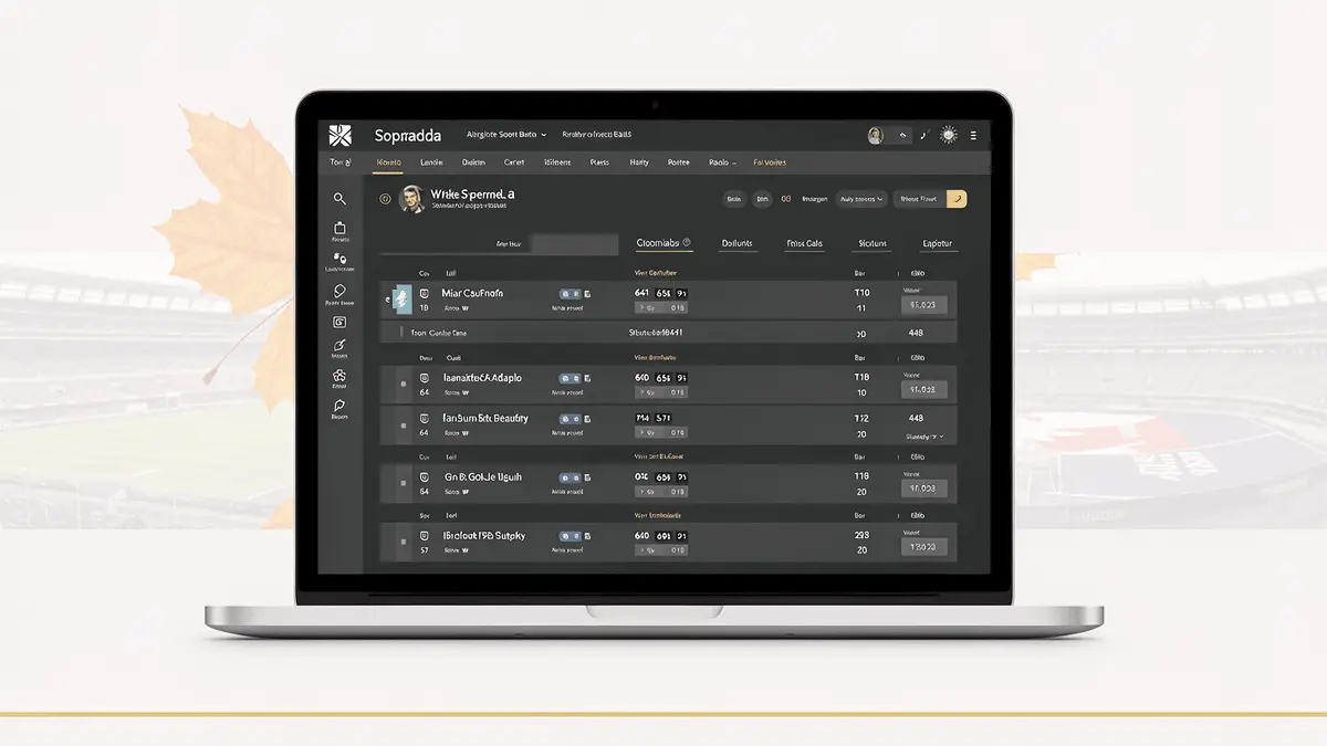 Professional sports betting guide interface for Canadian sportsbooks with modern digital dashboard design