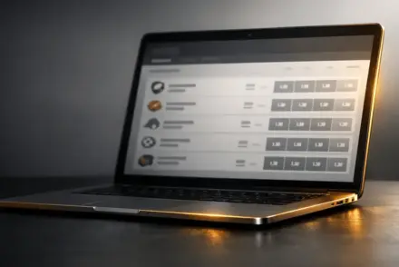 Professional sports betting guide interface displayed on modern device with gold accents