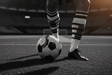 Footballer controlling ball in deep midfield regista position on Italian stadium pitch