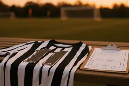 Football jersey and tactical clipboard on training ground bench symbolizing player transfer negotiations