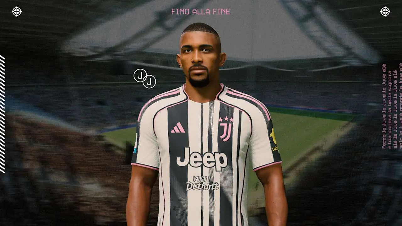 Gleison Bremer in a Juventus jersey on a stadium background.