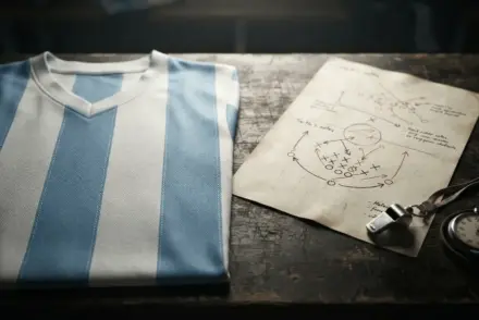 Argentina national team jersey and tactical diagrams on coaching table before World Cup final