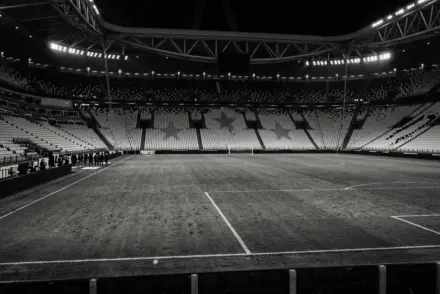 Empty Allianz Stadium pitch symbolizing Juventus rebuilding and the pursuit of a return to the top