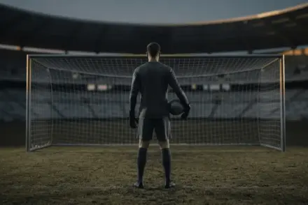 Goalkeeper standing in an empty stadium during reported Juventus and Valencia transfer discussions
