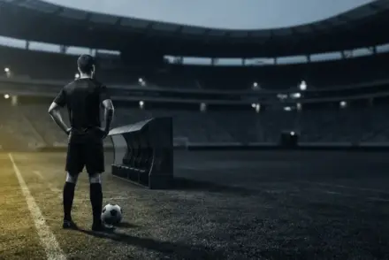 Anonymous left-back alone by the touchline symbolizing Ait-Nouri’s Manchester City struggles and possible Juventus loan