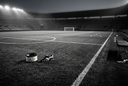 Empty football midfield scene symbolizing Juventus' growing injury crisis after Locatelli's surgery news